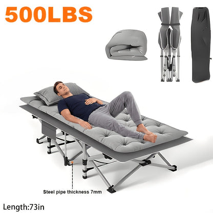 Lit de camp pliant robuste avec matelas pour adultes – Capacité de 500/600/700 lb, lit d'extérieur portable avec sac de transport pour tentes, camping et voyages – 3 modèles, 3 couleurs