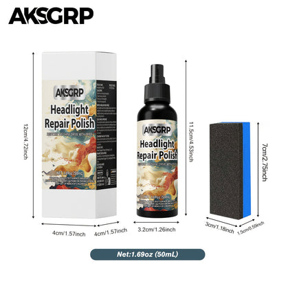 Kit de polissage pour restauration de phares – Formule cristalline anti-jaunissement pour phares, feux arrière et antibrouillards ternis, rénovateur d'éclairage auto multi-usage, 30 ml / 50 ml / 120 ml