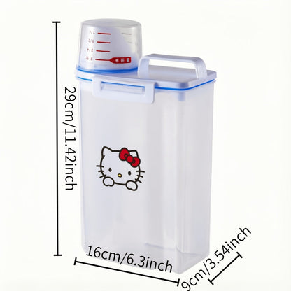 Hello Kitty Pet Food Storage Container with Airtight Seal - Large Capacity Dog Food & Cat Treat Canister, Sanrio Square Plastic Bucket for Grains & Dry Food, Cute Kitchen Pantry Organizer Gift