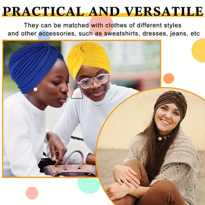 Lot de 15 turbans bohèmes pour femmes – Foulards plissés pré-noués, bandeaux torsadés multicolores et bonnets, bandeaux ultra-doux et respirants pour chimio, perte de cheveux et style quotidien