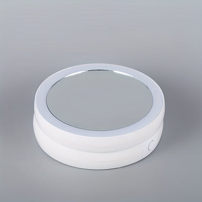 Miroir de maquillage LED avec grossissement 10X – Miroir de courtoisie double face éclairé, LED lumineuses, alimentation USB et piles, miroir de table facile à transporter pour salle de bain, chambre et coiffeuse