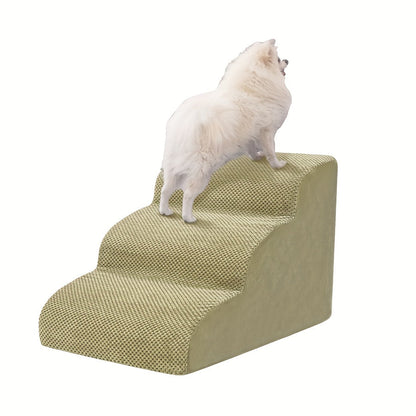 NIUBYA Escaliers pour chiens extra larges pour petits chiens – Marches pour animaux en mousse haute densité, fond antidérapant, rampe rembourrée douce pour lits hauts, canapés et divans, idéal pour les chiens âgés ou blessés, polypropylène, compact