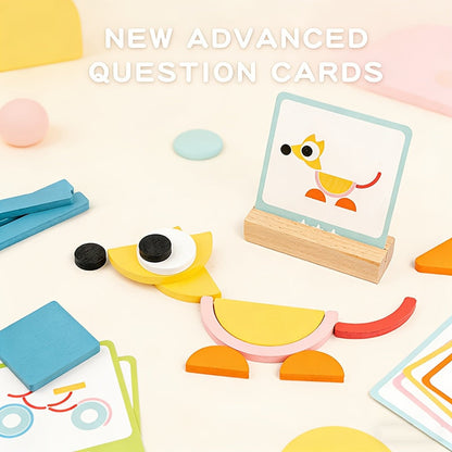 Puzzle de formes géométriques en bois pour tout-petits - Jouet éducatif de tri et d'empilage pour le développement cognitif avec boîte de rangement, cadeau d'apprentissage Montessori pour garçons et filles de 1 à 4 ans, anniversaire, Noël