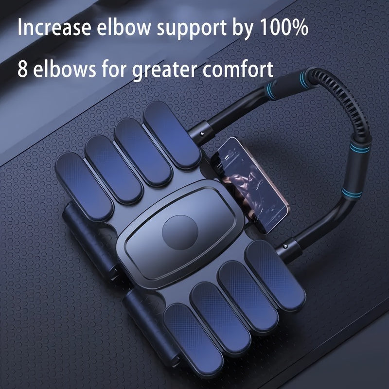 Rouleau pour abdominaux, roue abdominale à 6 roues avec retour automatique, accessoires pour exercices de gainage avec coudières et support de téléphone pour entraînement complet du corps à domicile, hommes et femmes, noir