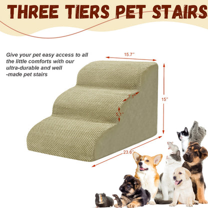 Escalier pour chien en mousse à mémoire de forme, 2, 3 ou 4 marches avec base antidérapante et housse lavable – Marches de soutien pour canapé et lit, idéal pour chiens âgés et chiots, plusieurs couleurs disponibles