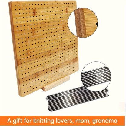 Ensemble de planche de blocage pour crochet en bois avec 20 épingles en acier et base, kit de blocage de tricot réutilisable pour mettre en forme des châles en dentelle, pulls, fournitures d'art de tricot pour débutants