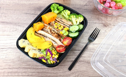 Récipients de préparation de repas 828 ml (28 oz), lot de 50 ou 150 avec couvercles – Boîtes à lunch Bento jetables en plastique à 1 compartiment, sans BPA, étanches, empilables, compatibles micro-ondes, lave-vaisselle et congélateur
