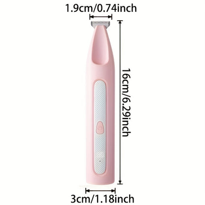 Pet Paw Hair Trimmer USB Rechargeable Cordless - Low-Noise Electric Shaver with LED Power Display for Dog & Cat Claws, Eyes, Ears & Face - Small Pet Grooming Trimmer (Pink)