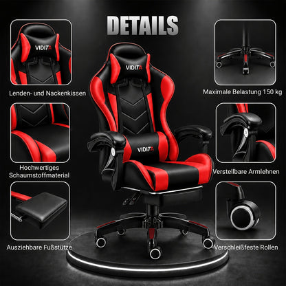 Chaise de bureau gaming ergonomique style course avec soutien lombaire, dossier haut réglable pour adultes et adolescents, fauteuil inclinable pour ordinateur PC