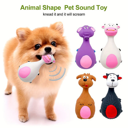 Lot de 4 jouets couineurs en latex pour chiens – Jouets à mâcher en forme de personnages au gros ventre pour chiots et chiens actifs, jeu interactif pour l'hygiène dentaire, accessoires durables et amusants pour les mâcheurs agressifs
