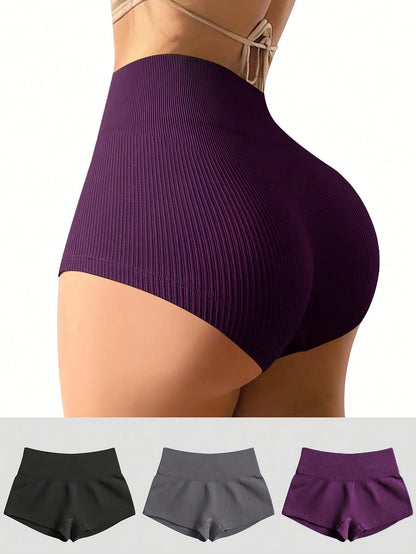 Lot de 3 shorts de yoga sans coutures à taille haute pour femme, shorts de sport extensibles en nylon pour la salle de sport, la course, le vélo, vêtements de sport S-XL