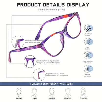 Lot de 6 lunettes de lecture anti-lumière bleue pour hommes et femmes – Charnières à ressort, verres sans correction pour hypermétropes, puissances de +0,0 à +4,0, lunettes élégantes pour ordinateur et téléphone, lot économique en gros