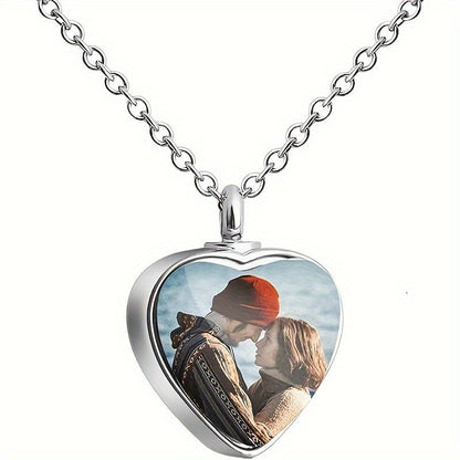 Collier photo personnalisé, pendentif commémoratif – Bijou souvenir en métal avec chaîne, cadeau d'anniversaire ou de deuil d'animal pour homme et femme, collier commémoratif unisexe argenté