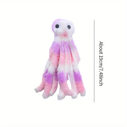 Jouet pour chat pieuvre mignon – Peluche à mâcher résistante aux morsures pour chats et chatons, jouet interactif pour le nettoyage des dents pour jeu en intérieur, peluche douce avec herbe à chat