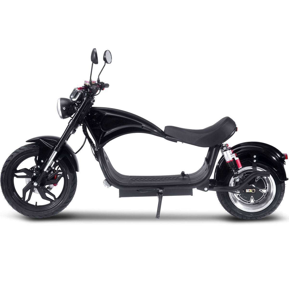 Trottinette électrique au lithium MotoTec Raven 60V 2500W – 45 km/h, autonomie de 55 à 80 km, batterie 30Ah, freins hydrauliques, éclairage LED avant et arrière, rétroviseurs et klaxon – Scooter électrique haute performance pour adultes