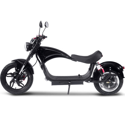 Trottinette électrique au lithium MotoTec Raven 60V 2500W – 45 km/h, autonomie de 55 à 80 km, batterie 30Ah, freins hydrauliques, éclairage LED avant et arrière, rétroviseurs et klaxon – Scooter électrique haute performance pour adultes