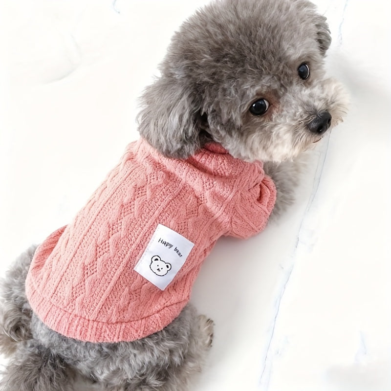 Ensemble de 4 pulls pour chiens et chats - Pulls en tricot chauds automne-hiver XS-XL, lot de vêtements pour chiots et chatons aux couleurs assorties, tenue pour petits chiens, cadeau de fêtes