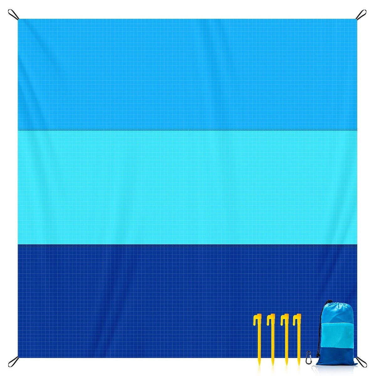 Grande couverture de plage anti-sable pour 4 à 7 personnes, 208 x 198 cm, tapis de pique-nique imperméable, léger et anti-sable pour la plage, le camping, la randonnée, les voyages et l'extérieur