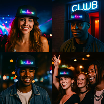 Casquette LED programmable avec texte défilant et motifs animés – Casquette de baseball tissée réglable, contrôlée par application, pour hommes, noire, idéale pour les fêtes, festivals et vacances