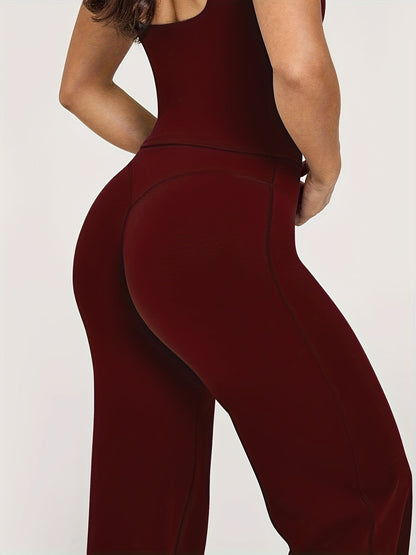 Pantalon de yoga large à taille haute, hautement élastique et offrant une couvrance totale - Legging évasé grande taille pour le sport, le fitness, l'entraînement et le quotidien, toutes saisons, S-XL