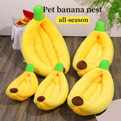 Panier pour animaux en forme de banane, chaud et douillet, lavable, pour chats et chiens. Forme de banane mignonne, amovible, lavable en machine. Tailles M, L, XL, 2XL pour petits et moyens animaux.