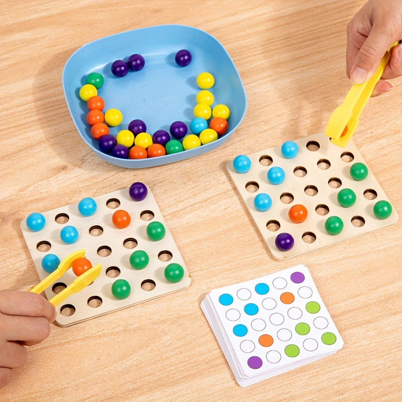 Jeu de compétition de ramassage de perles en bois pour enfants et famille - Jouet éducatif de motricité fine, jeu d'adresse avec baguettes, cadeau amusant pour garçons et filles de 3 ans et plus, cadeau d'Halloween, de Noël ou d'anniversaire