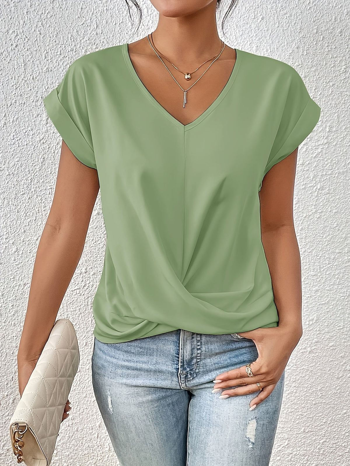 T-shirt à manches courtes pour femme – Haut basique décontracté de couleur unie disponible en 12 coloris, t-shirt doux et confortable pour le printemps et l'été