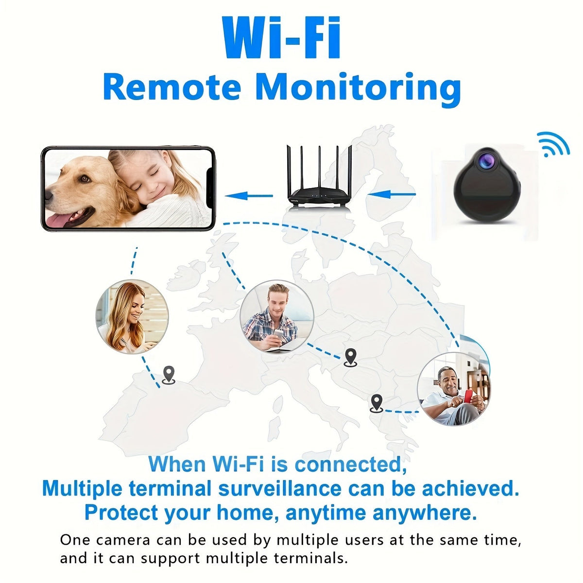 Mini caméra corporelle WiFi – Micro caméra portable avec détection de mouvement, enregistrement vidéo et audio, webcam de surveillance pour la sécurité domestique, batterie intégrée, surveillance à distance sans fil