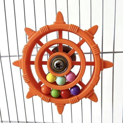 Jouet pour oiseaux à roue tournante colorée avec disque rotatif et perles, accessoire de cage interactif et anti-stress pour perruches, calopsittes et canaris, couleurs multiples