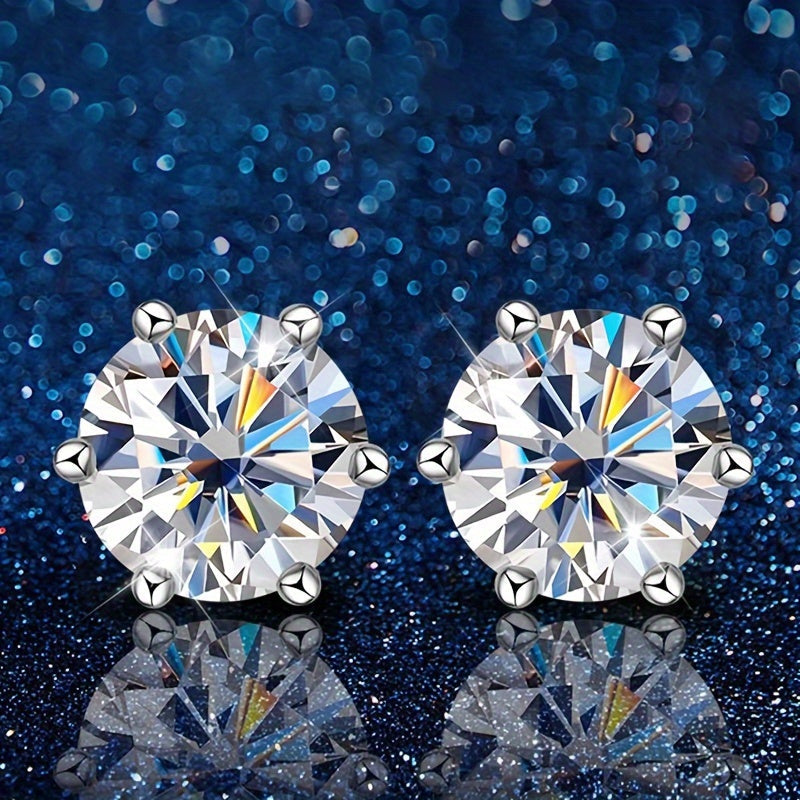Boucles d'oreilles puces en argent sterling S925 et moissanite pour femme – Style vintage élégant, 0,5 ct, 1 ct, 2 ct, 3 ct, doré et argenté, bijou pour le quotidien ou pour offrir en cadeau