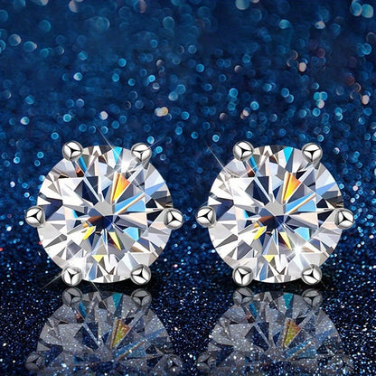 Boucles d'oreilles puces en argent sterling S925 et moissanite pour femme – Style vintage élégant, 0,5 ct, 1 ct, 2 ct, 3 ct, doré et argenté, bijou pour le quotidien ou pour offrir en cadeau