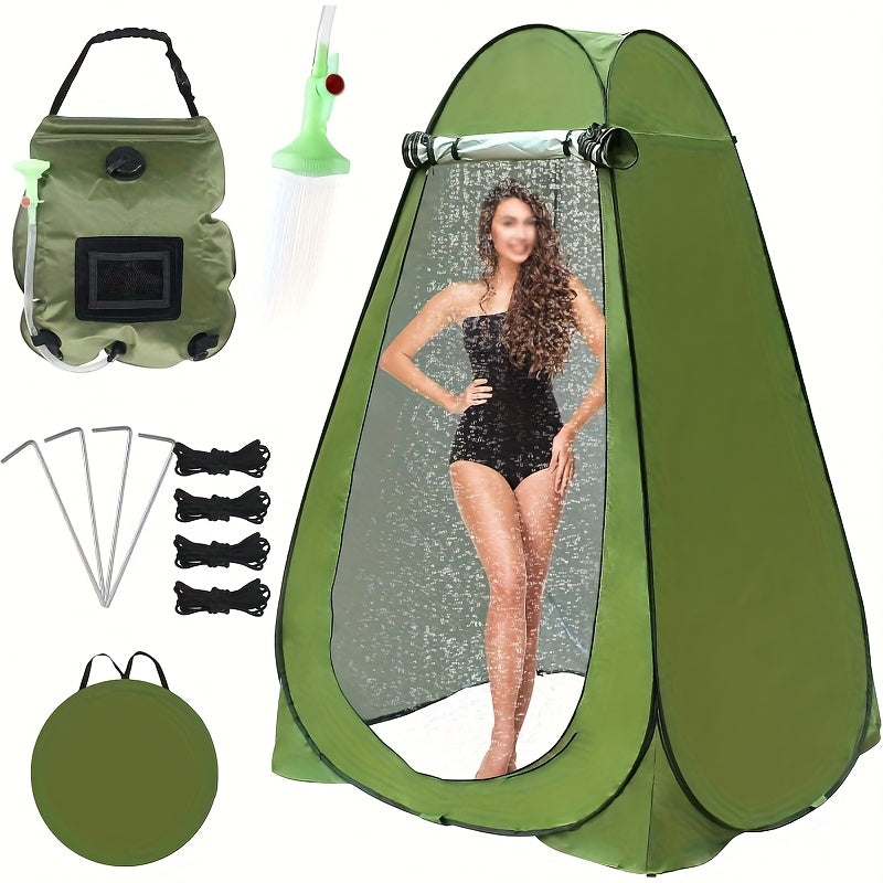 Toilettes de camping portables et tente d'intimité – Tente WC escamotable pour adultes avec 12 sacs, piquets de sol, cordes coupe-vent et tapis isolant, toilettes pliables pour le camping, les voyages et la randonnée