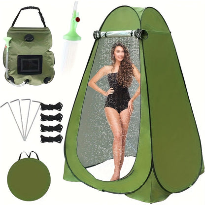 Toilettes de camping portables et tente d'intimité – Tente WC escamotable pour adultes avec 12 sacs, piquets de sol, cordes coupe-vent et tapis isolant, toilettes pliables pour le camping, les voyages et la randonnée