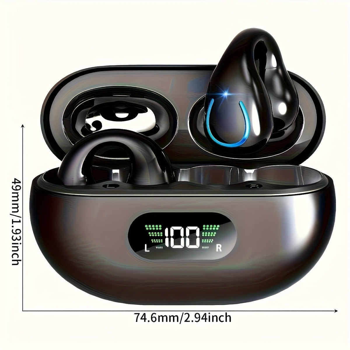 Écouteurs sans fil à conduction ouverte Bluetooth 5.4 TWS, perception ambiante à 360 degrés, appels clairs ENC, commandes tactiles, confort toute la journée, écouteurs de sport et de fitness, maintien sûr, conception véritablement ouverte
