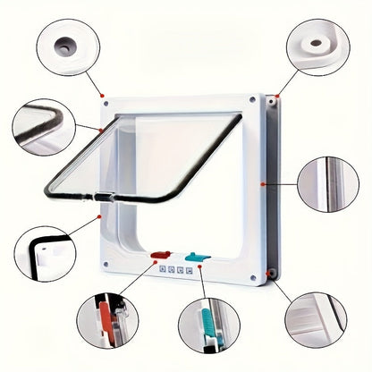 Chatière pour chiens et chats, porte à clapet étanche avec verrouillage 4 positions, en ABS durable, facile à installer, pour intérieur et extérieur, disponible en tailles M, L, XL, coloris blanc ou noir