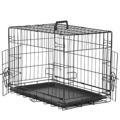 Cage pour chien pliable en fil métallique avec séparateur et plateau étanche – Chenil en métal repliable à double porte pour chiens de petite, moyenne et grande taille, pour intérieur, extérieur et voyage