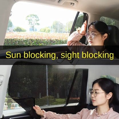 Rideaux de soleil magnétiques pour voiture, lot de 4 - Filet noir anti-UV et isolation thermique, installation facile sur vitres et pare-brise, ajustement universel pour voitures, SUV et camions
