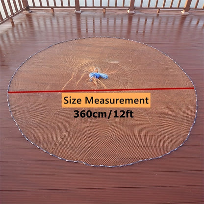 Cast Net for Fishing with Zinc Sinkers & Strong Nylon Mesh – Large Diameter Throw Net for Saltwater & Freshwater, 2.4M 3.6M 4.8M Options for Bass, Bait & Trap Fishing