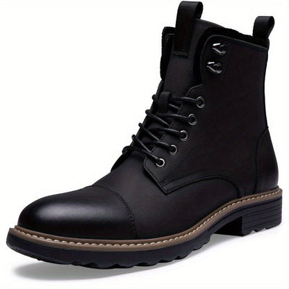 Bottes Chukka de moto pour homme – Bottines de ville en cuir véritable à lacets et fermeture éclair avec semelle antidérapante, bout renforcé, semelle intérieure rembourrée respirante, noir et marron | Velora
