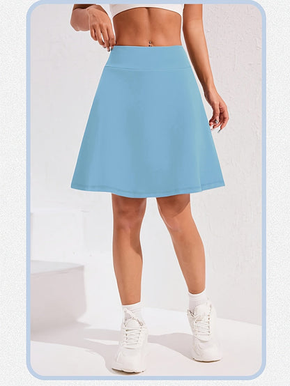 Jupe-short pour femme, longueur genou, 50 cm, avec 5 poches – Jupe de sport taille haute avec short intégré pour le tennis, le golf et le pickleball, jupe-short longue de sport, tailles S-XXL, coloris variés