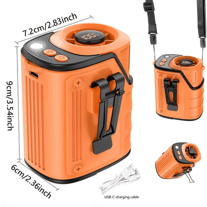 Ventilateur de taille 4-en-1 avec lampe torche, batterie externe et ventilateur de cou – Ventilateur de ceinture portable rechargeable pour l'extérieur, longue autonomie, 3 couleurs, disponible à l'unité et en lot de 2