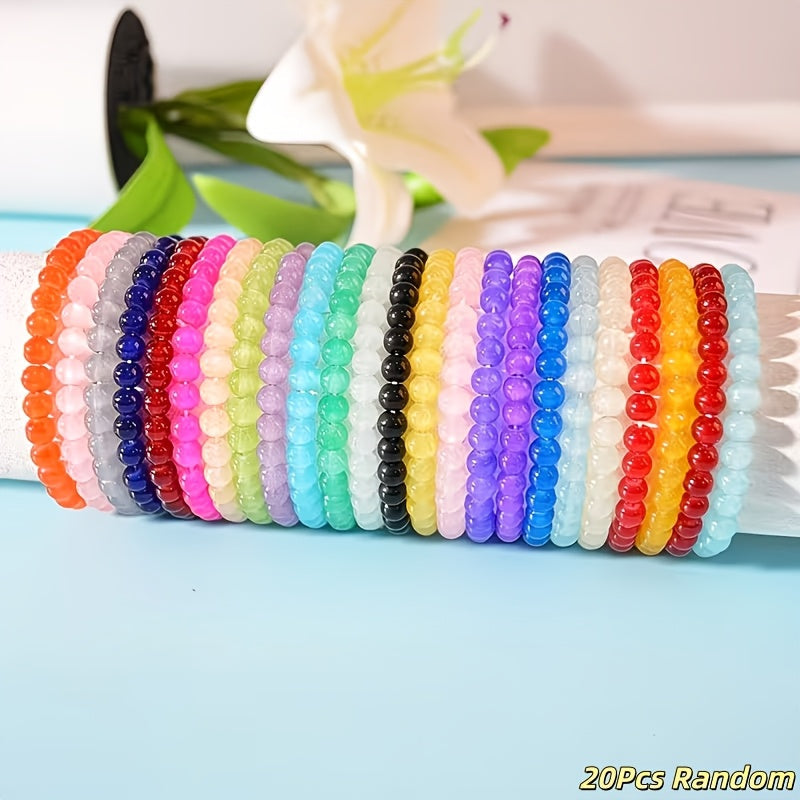 Lot de 20 bracelets bohèmes en perles de verre pour femme – Joncs élastiques empilables faits main et colorés de 8 mm, bijoux de plage estivaux multicouches, parfaits pour les vacances, les fêtes, le quotidien et les cadeaux