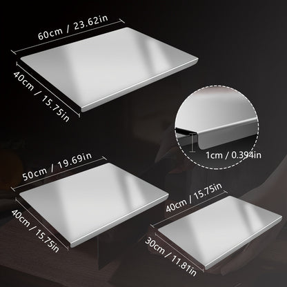 Planche à découper en acier inoxydable 304 – Billot de cuisine antirouille, facile à nettoyer, disponible en 3 tailles (40 cm × 30 cm, 50 cm × 40 cm, 60 cm × 40 cm)