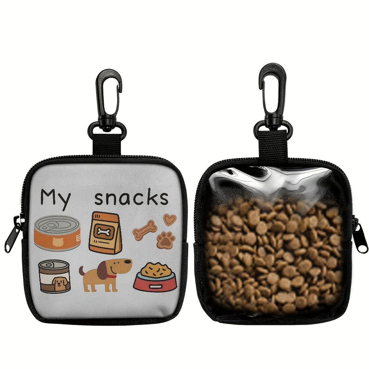 Sac de dressage pour chien avec crochet et fermeture éclair – Pochette de dressage à motif pattes avec distributeur de sacs à crottes, sac de promenade pour l'éducation des chiots pour une utilisation en extérieur