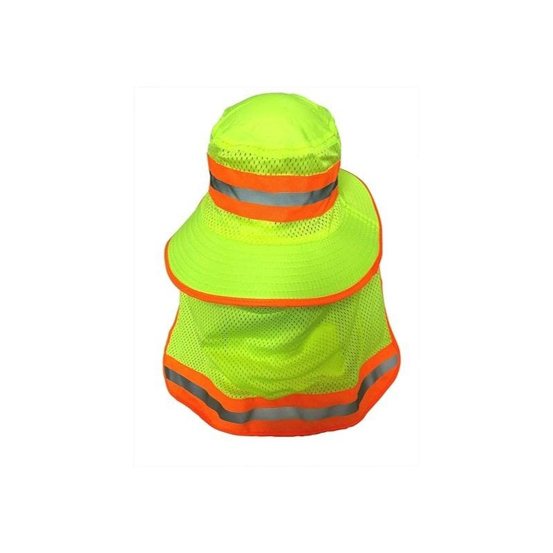 Chapeau de soleil réfléchissant haute visibilité pour homme avec protège-nuque – Bob à large bord, protection UV UPF, maille respirante à séchage rapide, chapeau pour la pêche, la randonnée et le camping en plein air