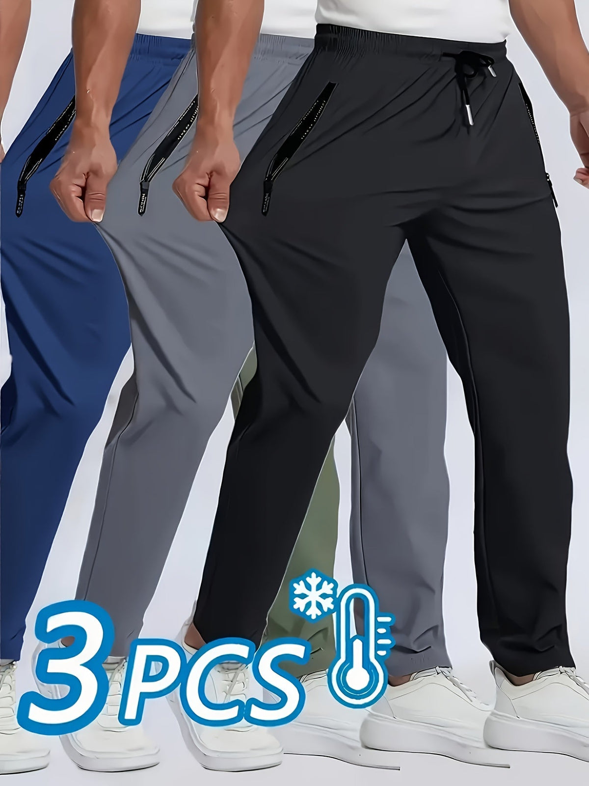 Pantalon de sport pour homme, lot de 3, léger, extensible, séchage rapide, pour course, escalade, activités en plein air – Vêtement de sport respirant multicolore pour l'été, S-XXXL