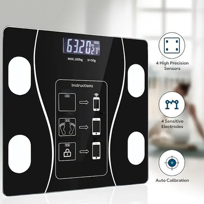 Digital Bathroom Scale 400 lb / 180 kg - Intelligent Body Weight Scale with Backlit LED Display, Sturdy Tempered Glass, Compact Smart Scale for Home