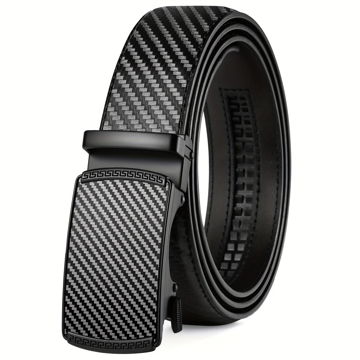 Ceinture habillée à cliquet pour homme en cuir avec boucle automatique – Boucle en alliage de zinc, taille ajustable de 71 cm à 117 cm , 8 styles, ceinture de ville, cadeau idéal pour mari, fête des pères et Noël