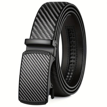 Ceinture habillée à cliquet pour homme en cuir avec boucle automatique – Boucle en alliage de zinc, taille ajustable de 71 cm à 117 cm , 8 styles, ceinture de ville, cadeau idéal pour mari, fête des pères et Noël