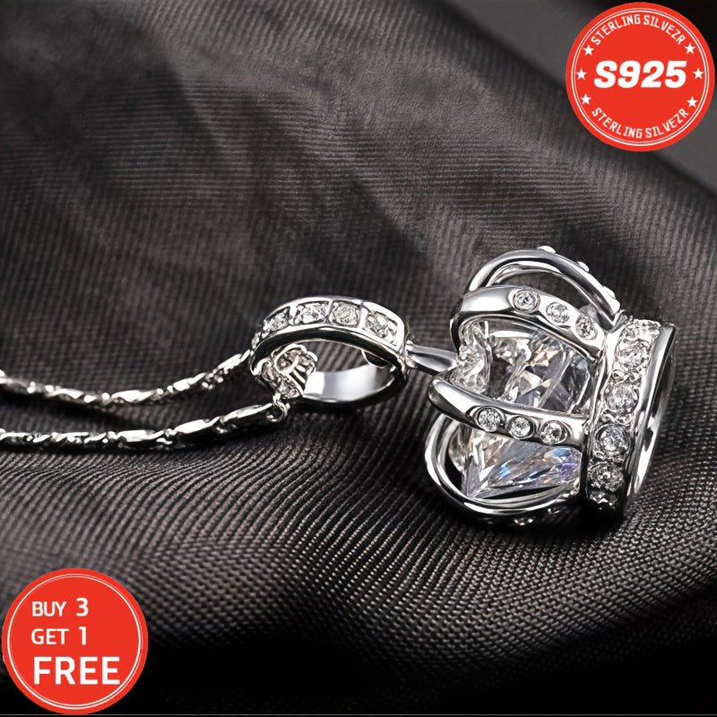 Collier couronne en argent sterling S925 pour femme 18 pouces – Pendentif en oxyde de zirconium 5A, ras-du-cou hypoallergénique, cadeau élégant pour femme, petite amie, maman, fille, anniversaire, Noël